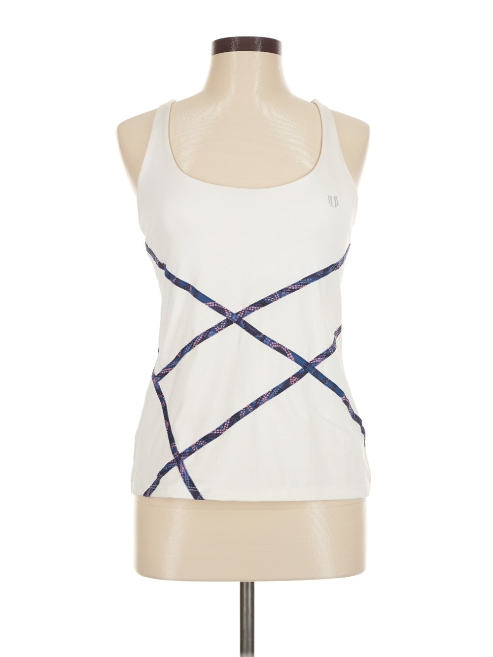 French Connection White Tank with Navy Crisscross Detail